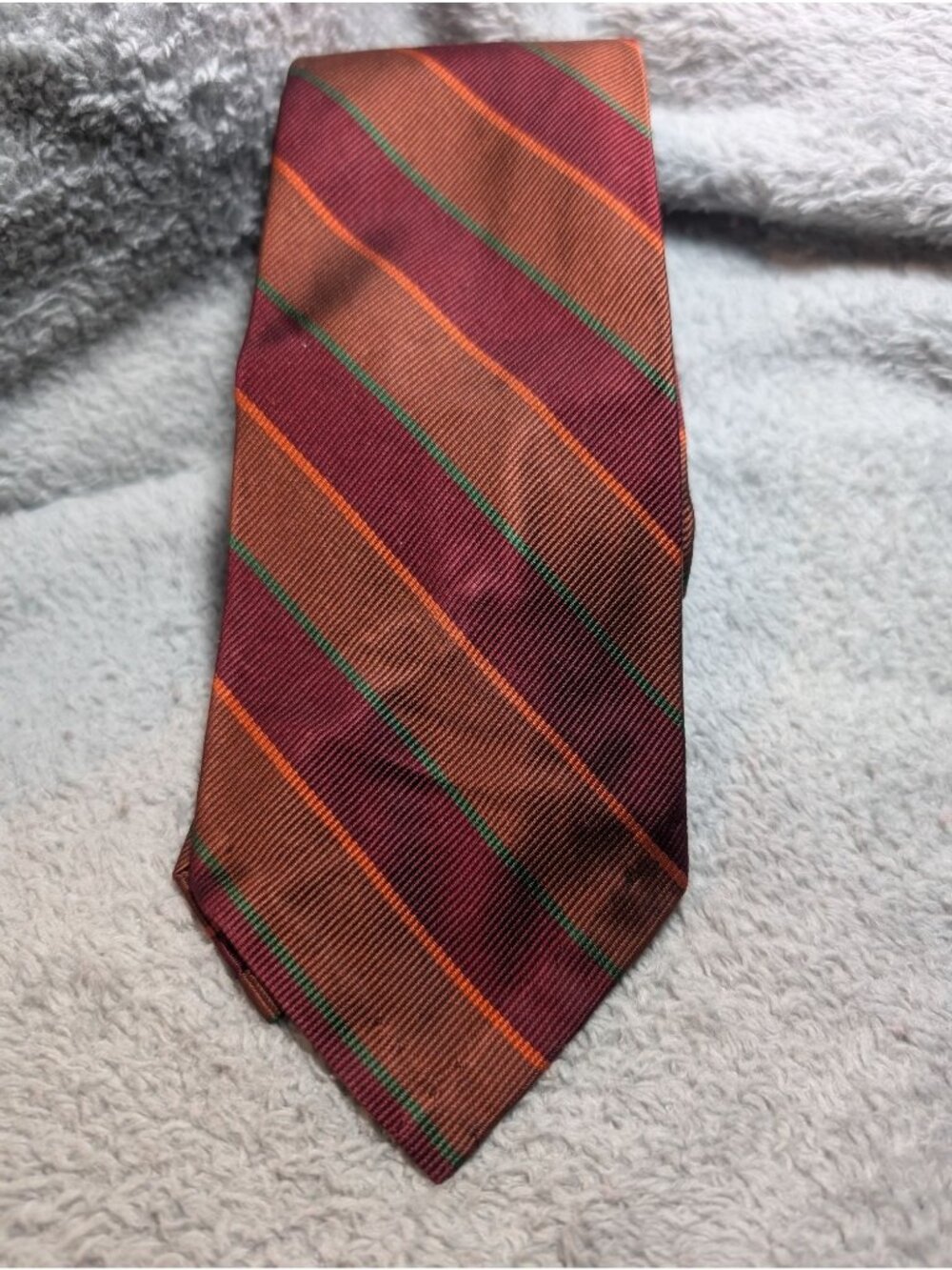 Polo Ralph Lauren Silk Tie Brown Red Striped Pattern Classic Mens Accessory